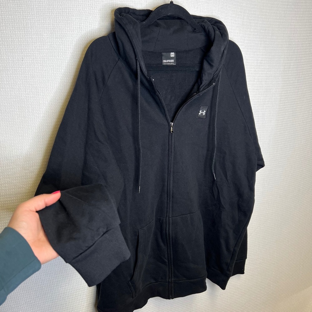 Under Armour Womens Rival Fleece Full Zip Hoodie XXL Black 2XL Raglan Sleeve‎